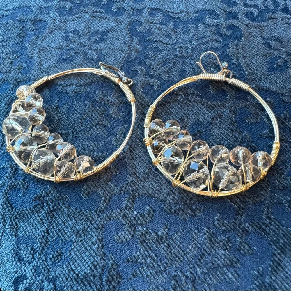 Rory Ashton beaded hoop earrings boutique brand latch closure earrings - Picture 4 of 11